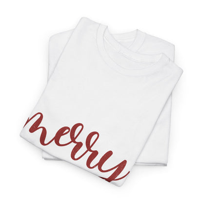 Merry Script Tee — Red Bow Christmas Holiday T‑Shirt